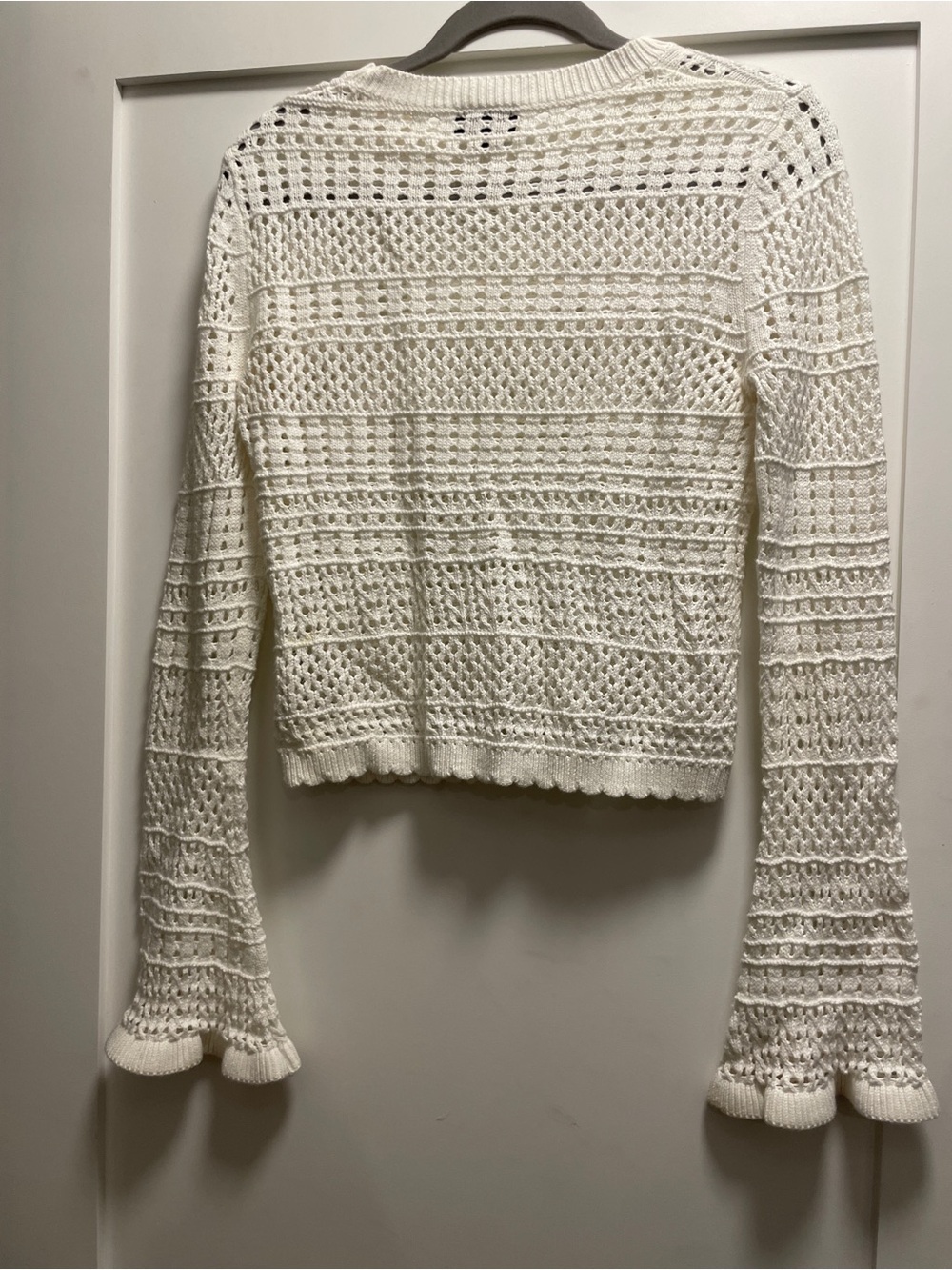 Topshop Cream Openwork Crochet Crewneck Sweater